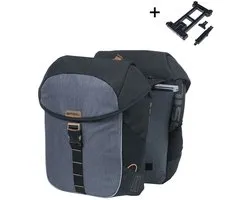 Basil Miles dubbele fietstas MIK, 34L, black slate - polyester - waterdicht - reflectiedetails -