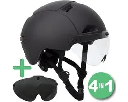 Casque Speed ​​Pedelec avec visière et éclairage - 2 Visières - NTA 8776 - Taille L 58-61 cm - Casque Cyclomoteur - Casque scooter cyclomoteur plaque d'immatriculation bleue - Casque Fatbike