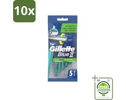 10 x Gillette Blue II - Plus Slalom - Wegwerpscheermesjes - 5 Scheermesjes - Grootverpakking - Wegwerp Scheermesjes - Scheermesjes Voor Mannen - Gillette Blue II - Scheermesjes - Scheermesjes Met Lubrifiant