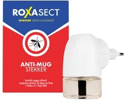 Roxasect Muggenstekker - Anti-Muggen Stekker - Startverpakking - 36 nachten bescherming - 1 stuks