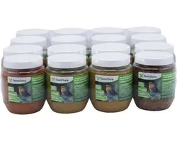 Famiflora vogelpindakaas startpakket - 4x Natural + 4x Meelwormen + 4x Bosvruchten + 4x Appel - Pindakaas voor vogels - Met bosvruchten voor een lekkere smaak die vogels aantrekt