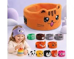 1 stuk - Bluetooth slaapmasker - Bluetooth slaapmasker voor kinderen - Draadloze hoofdtelefoon met hoofdband voor kinderen - Muziekslaapmasker - Stereo - Leuk ontwerp - Oranje - Geschikt voor een hoofdomtrek van 50-63 cm