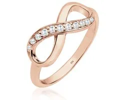 Elli - Ring - Dames Infinity Symbool Oneindigheid Trend met Zirkonia Kristallen in 925 Sterling Zilver - Dames