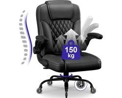 Chaise de bureau ergonomique Elekiatech - Chaise de bureau - avec dossier 90°-120° - Chaises de bureau pour Adultes- Accoudoirs rabattables - Chaise de Office - Chaise de Gaming - 150 kg - Zwart