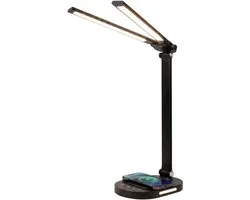 Stane Dubbele Bureaulamp LED Dimbaar - 2 Draaibare Lampenkoppen - 5 Lichtkleuren (2700K-6000K) - Touchbediening - - Tafellamp - Werklamp - Zwart Incl USB-C-Kabel