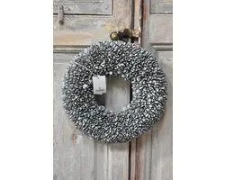 Couronne krans Ø 40 cm - Bakuli / beukennootjes licht grijs / grey mist - Krans beukennootjes - Landelijk sober stoer.
