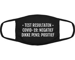 Grappig mondkapje test uitslag| dikke pens | gezichtsmasker | bescherming | bedrukt | logo | Zwart mondmasker van katoen, uitwasbaar & herbruikbaar. Geschikt voor OV