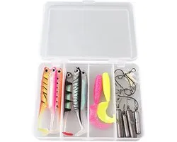 Kunstaasset – pluggen met haak - Softbaits – Visloodjes - complete set incl kunstaas loodjes en haken - super set voor zowel de beginner als de gevorderden - Vis spullen - incl. Tacklebox - LOUZIR