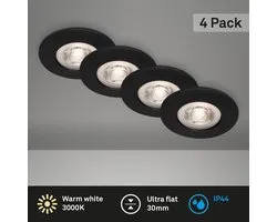 BRILONER - Set de 4 spots encastrés LED - éclairage de salle de bain - Ø9 cm - IP44 - 4,9W - 480Lm - 3.000K - noire