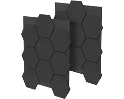 ML-Design set akoestische panelen hexagon MDF 2 stuks 66x81x2 cm zwart honingraat design geluidswerende wandpanelen geluidsabsorberende wandbekleding voor kantoor studio gaming geluidsisolatie muurdecoratie wandbekleding inclusief schroeven lijm