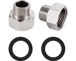 2x Réducteur Fileté 3/8 vers 1/2 Pouce - Acier Inoxydable - Adaptateur Tuyau d'Eau avec Joints d'Étanchéité