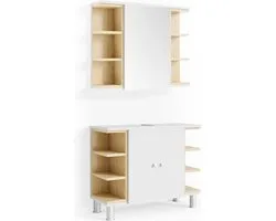 Vicco Badkamermeubel set Aquis, Wit, 2-delig