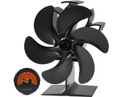 TopChoice® Kachelventilator - Haard ventilator - Ecofan - 34x15x26cm - Zwart