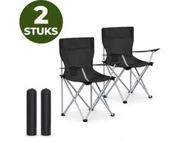 ACAZA Campingstoelen Set van 2 - Campingstoel - Strandstoel - BASIC - Draagvermogen 120 kg - Klapstoel - Kampeerstoel - Vouwstoel - Camping - Strandstoel Opvouwbaar - Visstoel - Klapstoelen - Festival Stoel - Zwart