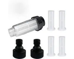Hose à Water Garden - Set de préfiltre universel 3/4 po - Avec 4 éléments filtrants et 2 raccords rapides - Pour pompes de jardin, Nettoyeurs haute pression et camping-cars