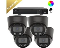 4x Beveiligingscamera set – Bedraad – Sony Dome Premium AI-ISP 8MP Full Color UltraHD 4K – Zwart