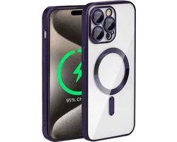 TG Techgrip - Coque adaptée pour iPhone 15 Pro Compatible Magsafe Violet foncé - Coque arrière avec protection en verre pour caméra HD 9H intégrée - Coque violet foncé adaptée pour iPhone 15Pro