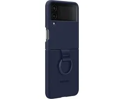 Origineel Samsung Galaxy Z Flip 4 Hoesje Silicone Cover met Ring Navy