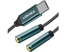 USB C Headphone and Microphone Adapter - 2-in-1 USB C to Dual TRS 3.5mm Jack Audio Microphone Splitter voor Gaming Headset