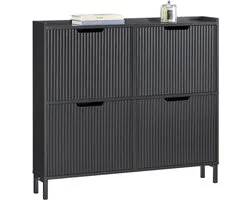 SoBuy FSR177-L-SCH Schoenenkast - 100 x 19 x 91 cm - Zwart