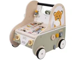 Houten Loopwagen met Educatieve Activiteiten – Multi Functional Car – Activiteiten Loopwagen – Walker Speelgoed – Motoriek & Cognitieve Ontwikkeling – Educatief Houten Speelgoed – Jack & Jacky