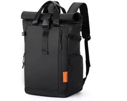 Locus Amicus Waterdichte Rolltop Laptop Rugzak – Met [15.6 inch] Laptopvak & Drinkfleshouder – Lichtgewicht Backpack voor Werk, School & Reizen – Zwart