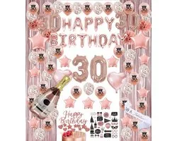 30 jaar verjaardag versiering - 30 Jaar Feest Verjaardag Versiering Set 118-delig  - Happy Birthday Slingers, Ballonnen, Foto props & Caketoppers - Decoratie Man Vrouw - Rose goud&Wit