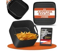 UNBOX 2 Stuks Airfryer Siliconen Bakje - Airfryer Accessoires - Airfryer Bakpapier - Airfryer Mandje voor Philips Airfryer 6,2L - Princess Airfryer XL 5,5L, 6,5L - Ninja Airfryer XXL 6,2L