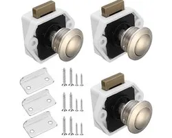 3x Push to Open knop - Camper Sluiting - Lade knop - Kast knop Caravan - Push to Open knop camper sluiting - Kastlade vangsloten - Sleutelloze deurvergrendelknop - Voor RV, jachten, laden, kastdeuren - Wit