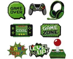 Patches voor videogames, groen, pixel, gaming, geborduurd, reparatiepatches, knutseltoebehoren, cadeaus voor kinderen, jongens, gamers, fans, enthousiastelingen, kleding, rugzak, muts, 8