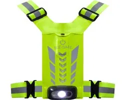 Led Harness - USB Phone pocket Glow - Bee Safe - Lime - Hardloop verlichting - Handig je telefoon meenemen
