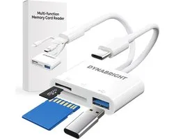 Lecteur de carte SD DynaBright - Lecteur de carte SD USB C et Lightning - Lecteur de carte - pour iPhone / iPad / ordinateur portable - Incl. Adaptateur - Lecteur de carte mémoire Micro SD