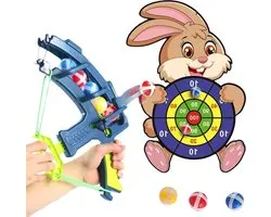 FEMUR Boogschiet-set - Boogschieten voor Kinderen - Kinderspeelgoed - Spelend Leren - Pijl en Boog Speelgoed - Montessori - Inclusief Boog, Doel en Balletjes - Konijn