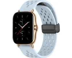 Siliconen bandje - geschikt voor Amazfit GTS / GTS 2(E) / GTS 2 Mini / GTS 3 / 4 (Mini) / Bip (S) / Bip U (Pro) / Bip Lite / Bip 3 (Pro) / GTR 42 mm / Pop (Pro) / Active (2) - lichtblauw