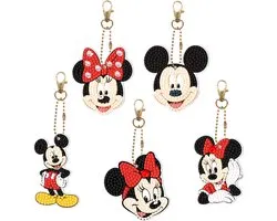 Porte-clés - 073 - Mickey et Minnie Mouse - set de 5 - recto seul - diamond painting - kit complet - Diamond painting by Wietske