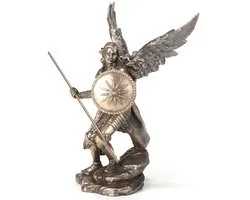 Veronese Design Beeld/figuur - Aartsengel Raphael met speer en schild - (hxbxd) ca. 24cm x 17,2cm x 12,1cm
