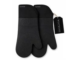 Westwood ™ - Gants de four en Siliconen - Set de 2 - Gants de cuisine - Résistant à la chaleur jusqu'à 250 °C - Zwart