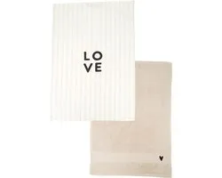 Zusss Keukenset Streep Love Hartje 100% Katoen Sand