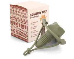 Bouchon de Bouteille de Vin in Silicone met Cowboy-hoed, Bouchon Bouteille de Vin Amusent Champagne Cadeau voor het verzegelen en behouden van de frisheid (Groen)