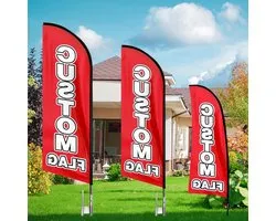 QSUM Custom Spring Flag, 7FT/11FT/15FT Custom Windless Feather Flag with Pole Kit and Ground Spike, Advertising Custom Flag Signs for Indoor Outdoor Business (7FT)