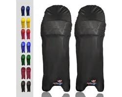 Cricket Batting Pad Hoezen - Legguard Covers - Cricket Wedstrijden - Verwisselbare Kleur - 30.5 x 15.2 cm - Zwart
