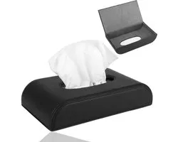 Tissting Universele auto-weefselbox, Multifunctionele PU lederen tissue dispenser met anti-slip ontwerp, Universele pasvorm voor verschillende auto-interieurs, Handige opslag voor auto-accessoires