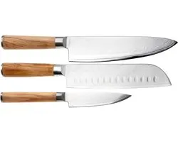 Eden Sugoi Olive Messenset 3-delig - Koksmes, Santoku & Officemes