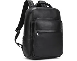 LUUFAN Genuine Leather Backpack for Men, Casual Multi-Pocket Shoulder Bag Daypack 15.6 Inch Laptop Bag for Travel - ShopVlot
