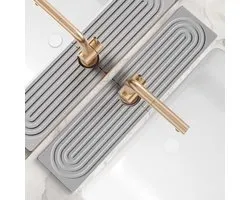 Large Faucet Mat for Kitchen Sink - Stone Drying Mat for Kitchen Counter, Diatomite Fast Drying Stone Sink Tray, Super Absorbent, Stylish Decor and Protector for Bathroom (grijs, 40*10CM)