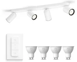 Philips myLiving Pongee Spot en saillie - 4 points lumineux - blanc - Incl. Philips Hue White Gu10 et variateur
