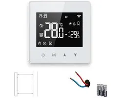 Thermostaat | Zigbee opbouw touchscreen voor CV aan/uit | Tuya Smart Life, Alexa & Google Home | Programmeerbaar | Wit