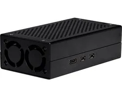Joy-it ALU CASE for Pi5+M2 HAT / AI Kit SBC-behuizing Geschikt voor serie: Raspberry Pi® 5 B Incl. actieve koeler Zwart