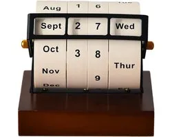 Houten Draaibare Eeuwigdurende Kalender - Praktisch + Desktop Model - Countdown Kalender / Foto Rekwisiet / Kantoor Accessoire / School Decor - Ideaal voor Kantoor, School, Winkel & Dagelijks Gebruik