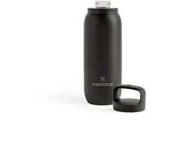 waterdrop® Bouteille thermos tout usage 600ml, Noir, bouteille d'eau avec paille, bouteille isotherme en acier inoxydable, 24 heures de froid, anti-fuite et incassable